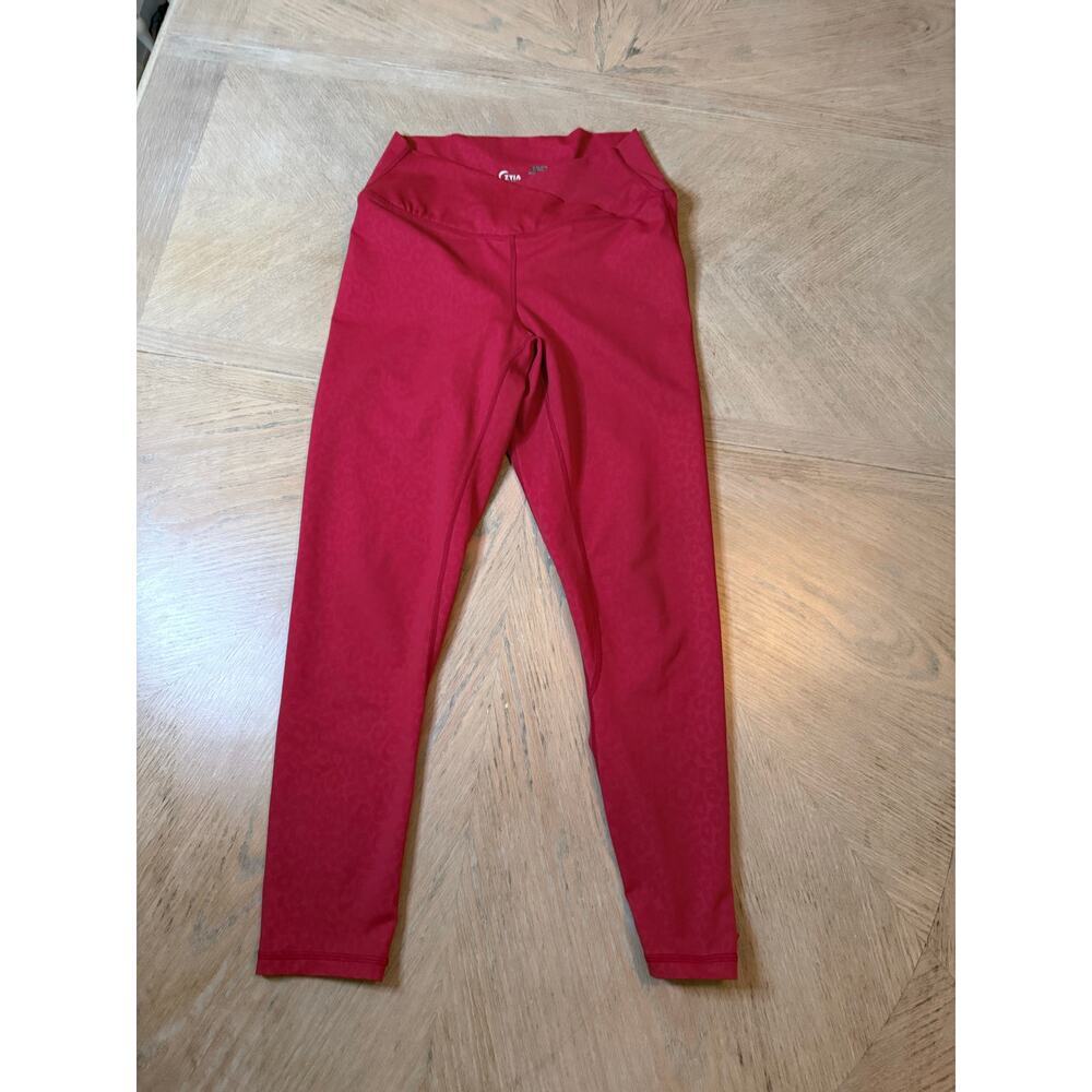 Zyia Light n Tight cross front red leopard booty lifting leggings size 8/10 - Picture 5 of 10